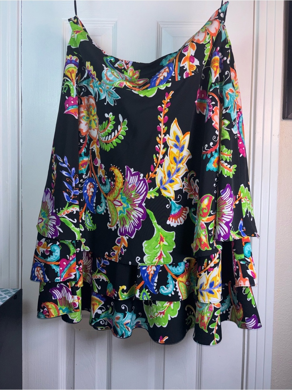 Lauren Ralph Lauren Black Multicolor Floral Print skirt size 16 - Picture 3 of 14